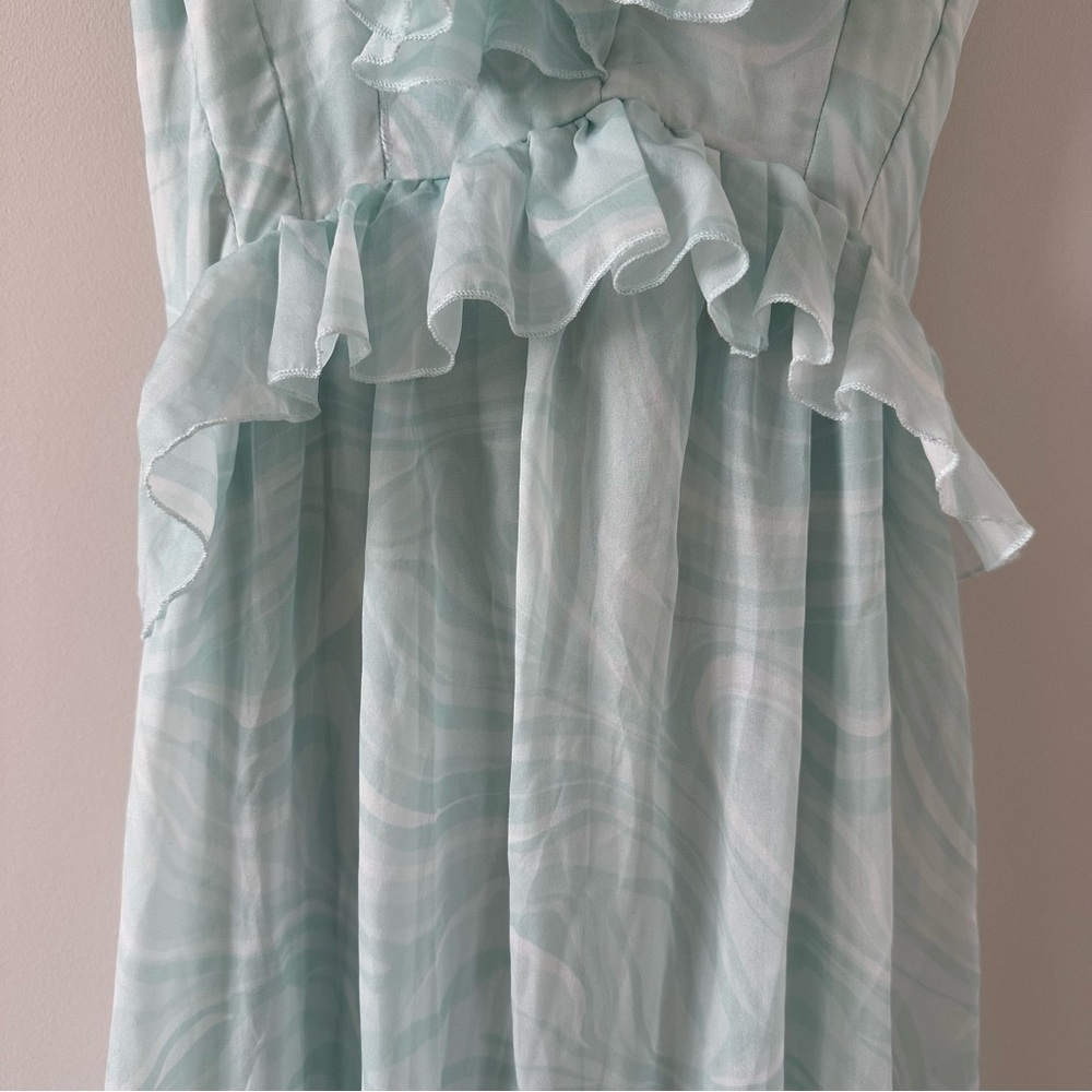 Abercrombie & Fitch Drama Ruffle Maxi Dress Plunge Maxi Wedding Guest Long Flowy - Picture 8 of 15